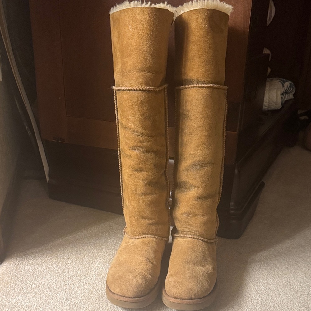 UGG over the knee Tan Suede Boots, distressed finish